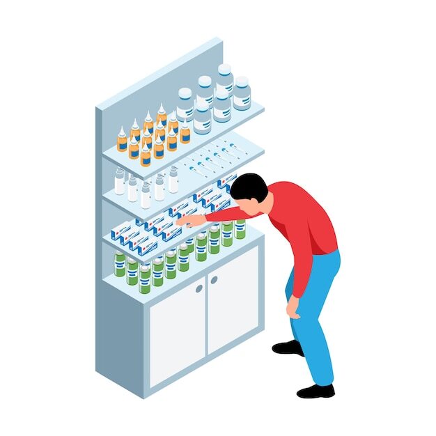 pharmacy-isometric-illustration-with-man-taking-medicine-from-shelf_1284-64279